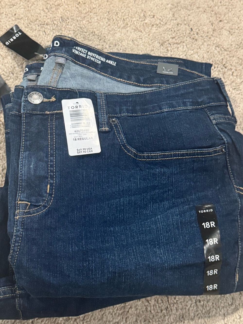 torrid Dark Blue Stretch Boyfriend Ankle Jeans